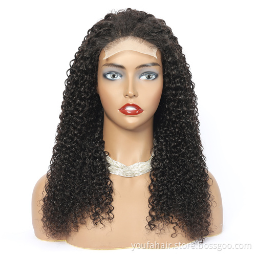 Wholesale Price 4X4 Brazilian Virgin Hair Lace Closure Wig Pre Plucked With Baby Hair Kinky Curly lace Closure  human hair wigs